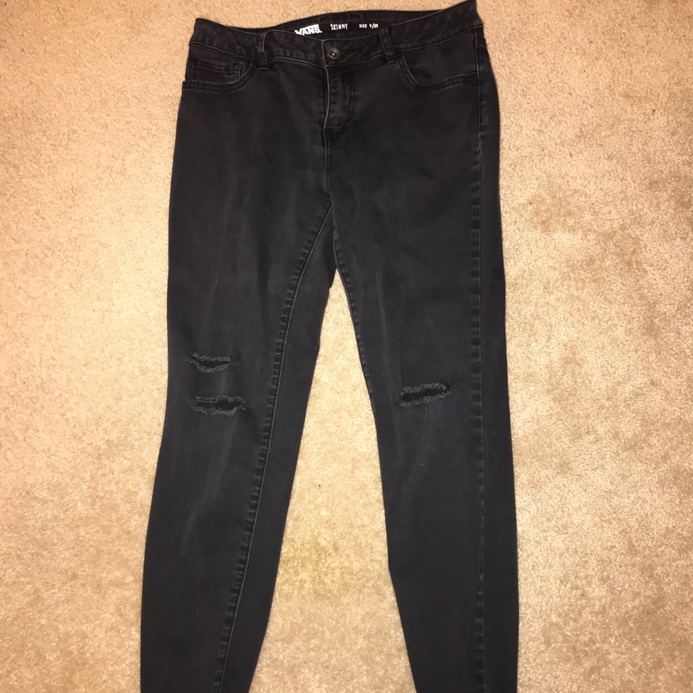 Black Ripped Skinny Jeans (Vans)